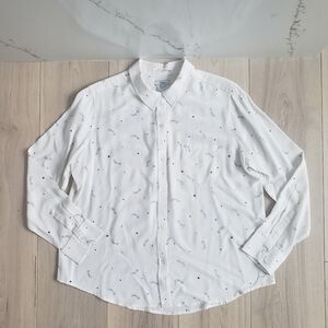 Rails Silk White Button Down Shirt Kate Shooting Stars Print